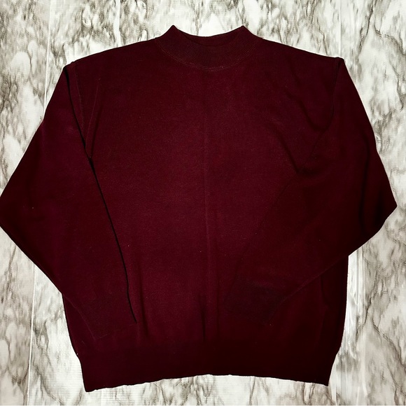 Retro 90’s Henri Valdise Burgundy Mock Neck Sweater Sz XL Soft Cozy Oversized - Picture 2 of 8